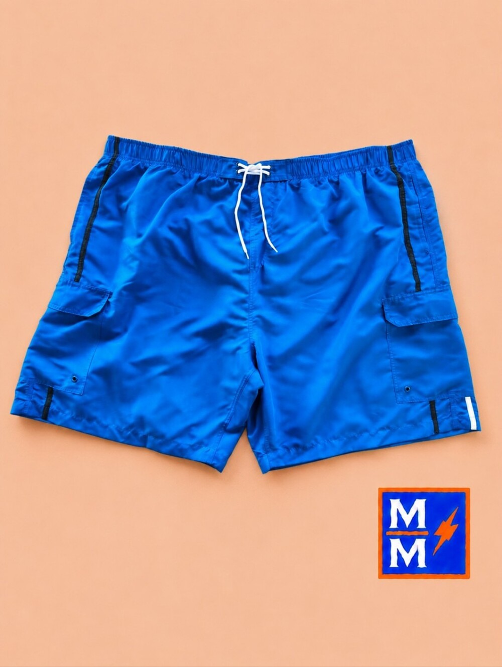 Men's Rick's Cafe Blue Quick-Dry Swim Board Shorts with Drawstring. 5X